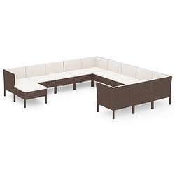 Foto van Vidaxl 12-delige loungeset met kussens poly rattan bruin