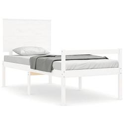 Foto van The living store bed grenenhouten - wit - 205.5 x 95.5 x 82.5 cm - multiplex lattenbodem