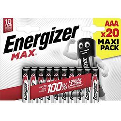Foto van Aaa batterij (potlood) energizer max alkaline 1.5 v 20 stuk(s)