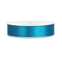 Foto van 1x hobby/decoratie turquoiseblauw satijnen sierlinten 1,2 cm/12 mm x 25 meter - cadeaulinten