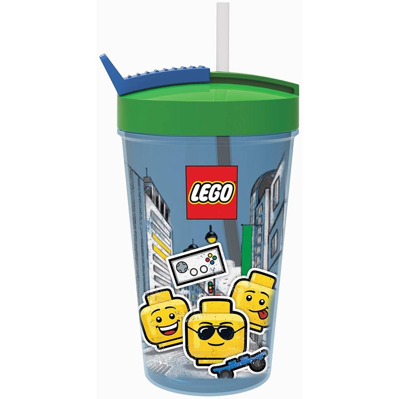 Foto van Lego drinkbeker met rietje iconic blauw/groen