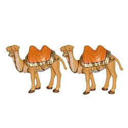 Foto van 2x stuks kamelen beeldjes 12 cm dierenbeeldjes/kerststal beeldjes - beeldjes