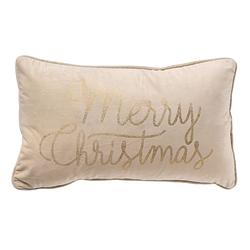 Foto van Merry christmas - sierkussen 30x50 wit - kerst decoratie - velvet