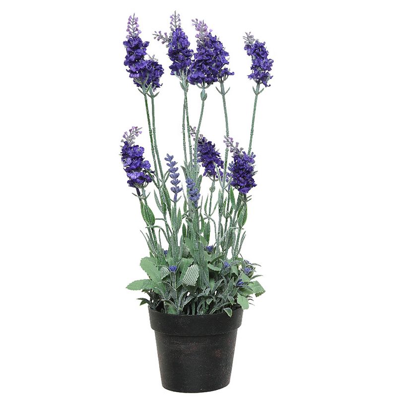 Foto van Lavendel kunstplant in pot - paars - d18 x h38 cm - kunstplanten