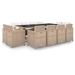 Foto van Vidaxl 13-delige tuinset met kussens poly rattan beige