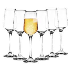 Foto van Glasmark champagneglazen/prosecco - flutes - transparant glas - 12x stuks - 210 ml - champagneglazen