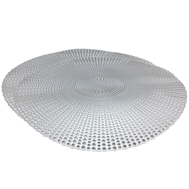 Foto van Set van 2x stuks ronde placemats zilver 40 cm van kunststof - placemats