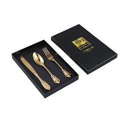 Foto van Ptmd thrust gold stainless steel cutlery set in giftbox