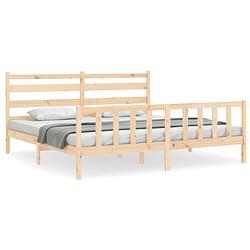 Foto van The living store massief grenenhouten bedframe - functioneel - 206 x 205.5 x 100 cm - multiplex lattenbodem - the