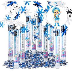 Foto van Confetti kanon xl 40 cm - sneeuwvlok metallic confetti shooter - party popper - 10 stuks