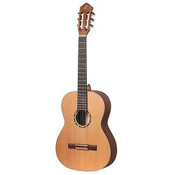 Foto van Ortega r122l-7/8 family series 7/8-size guitar natural linkshandige klassieke gitaar met gigbag