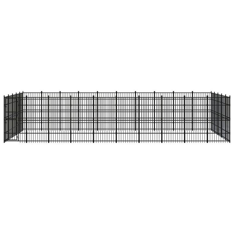 Foto van The living store hondenkennel - stalen kennel 960 x 480 x 200 cm - zwart