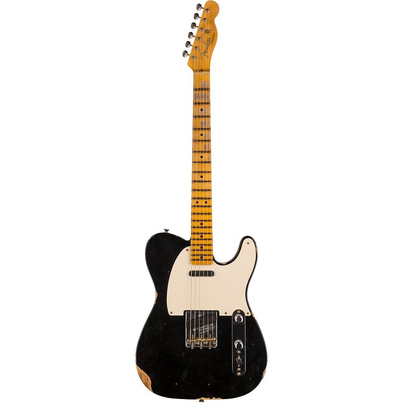 Foto van Fender limited edition reverse 's50s telecaster relic aged black met deluxe koffer en certificaat van echtheid