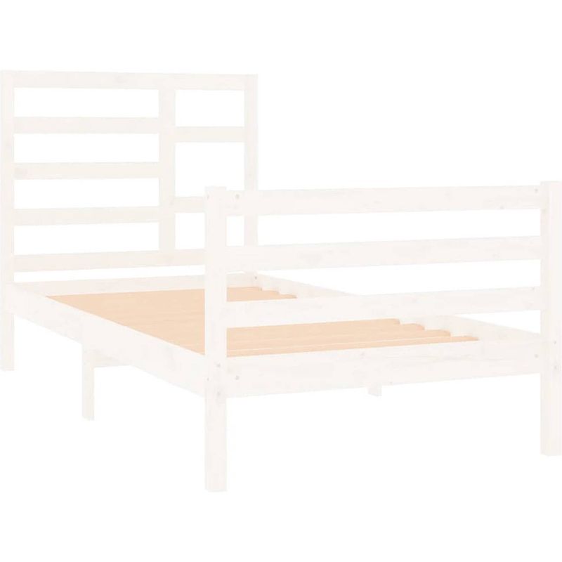 Foto van ""the living store houten bedframe - eenpersoonsbed - wit - 195.5 x 96 x 104 cm - massief grenenhout - multiplex