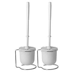Foto van 2x stuks wc/toiletborstels met houders wit van kunststof - toiletborstels