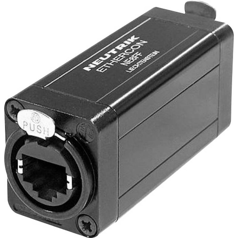 Foto van Neutrik ne8ff rj45-dataconnector ethercon d-serie ne8ff bus, recht ne8ff aantal polen: 8p8c zwart 1 stuk(s)