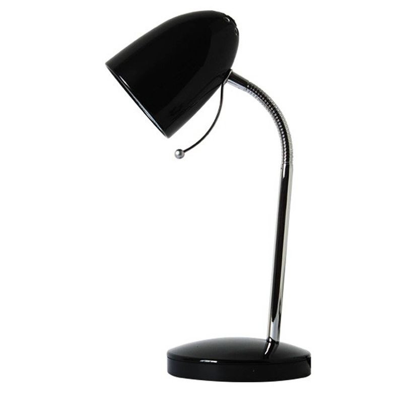 Foto van Led bureaulamp - aigi wony - e27 fitting - flexibele arm - rond - glans zwart