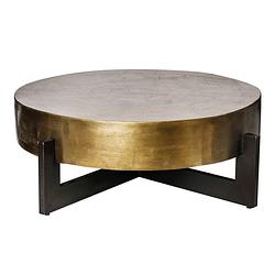 Foto van Ptmd ace brass alu coffeetable round kd bronze leg