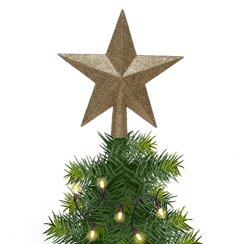 Foto van Kunststof piek kerst ster goud met glitters h19 cm - kerstboompieken