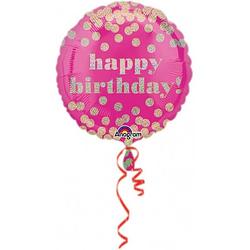 Foto van Anagram folieballon happy birthday 43 cm roze/goud