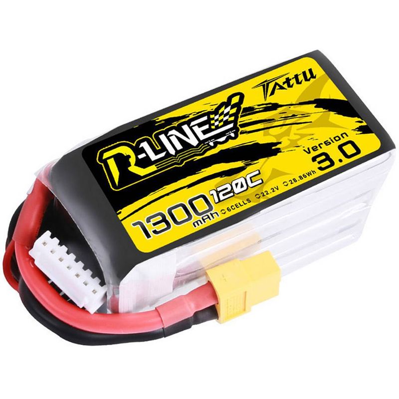 Foto van Tattu lipo accupack 22.2 v 1300 mah aantal cellen: 6 120 c softcase xt60