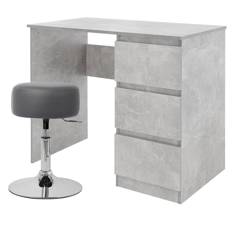 Foto van Bureau met drie laden 90x76x50 cm grijs hout ml-design