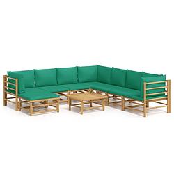 Foto van Vidaxl 9-delige loungeset met kussens bamboe groen