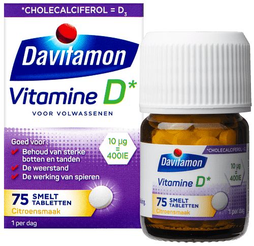 Foto van Davitamon vitamine d 400ie smelttabletten citroen