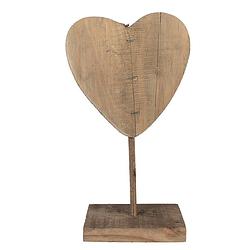 Foto van Clayre & eef decoratie beeld hart 15x8x27 cm bruin hout bruin