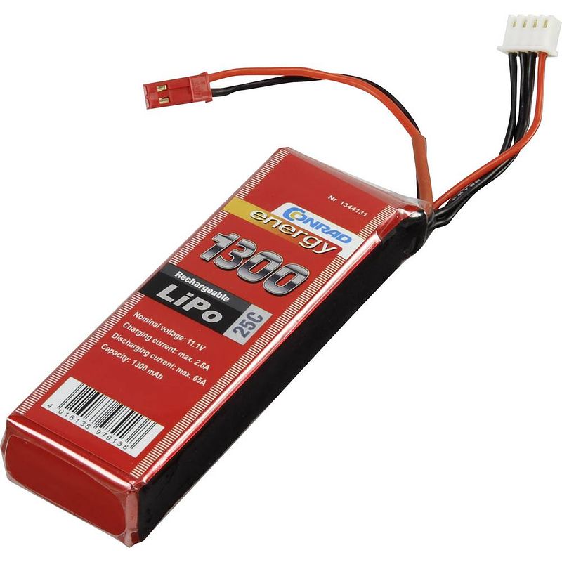 Foto van Conrad energy lipo accupack 11.1 v 1300 mah aantal cellen: 3 25 c softcase bec