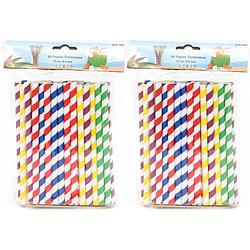 Foto van Drinkrietjes - papier - set 100x - multicolor kleuren - 15 cm - verjaardag/feestje - drinkrietjes