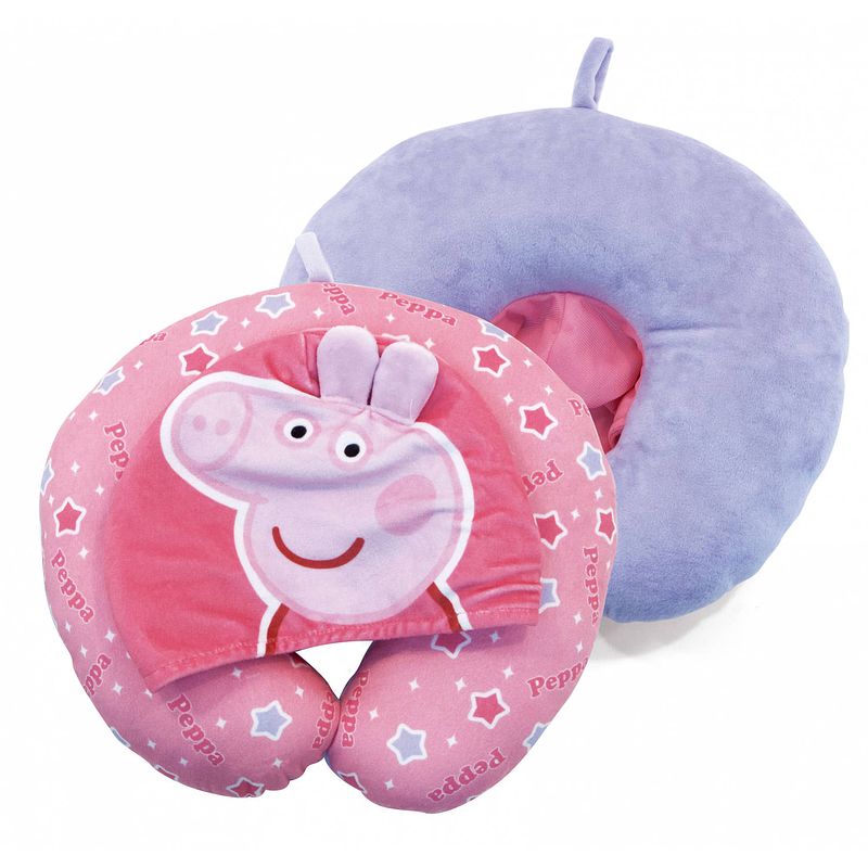 Foto van Nickelodeon nekkussen met capuchon peppa pig junior 33 cm polyester roze/paars