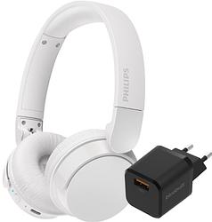 Foto van Philips tah4209 wit + bluebuilt quick charge oplader met usb a poort 18w zwart