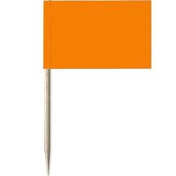 Foto van 50x cocktailprikkers oranje 8 cm vlaggetje decoratie - cocktailprikkers
