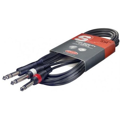 Foto van Stagg syc3/ps2pe stereo jack 6.3 mm - 2x 6.3 mm mono 3m