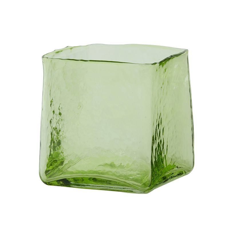 Foto van Theelicht 12x12x12,5 cm iduna glas gras groen