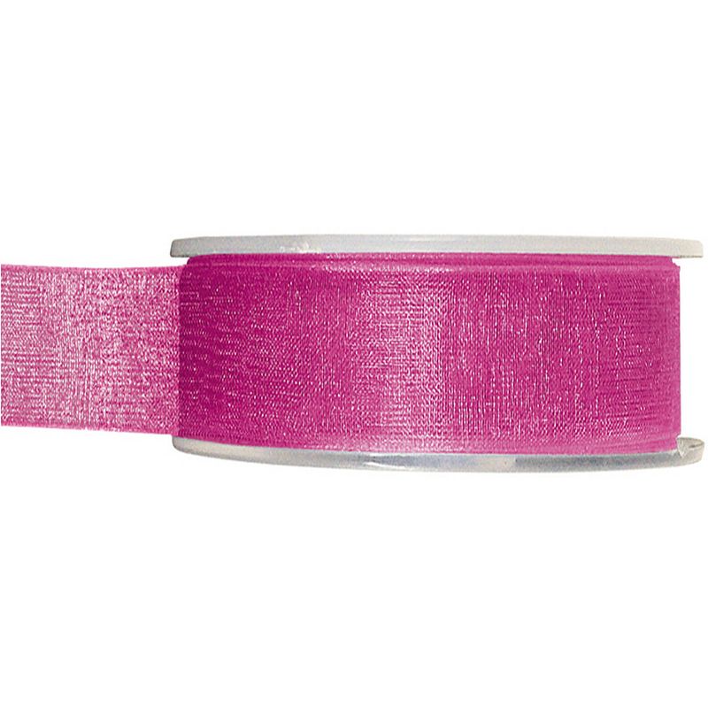 Foto van 1x hobby/decoratie fuchsia roze organza sierlinten 2,5 cm/25 mm x 20 meter - cadeaulinten