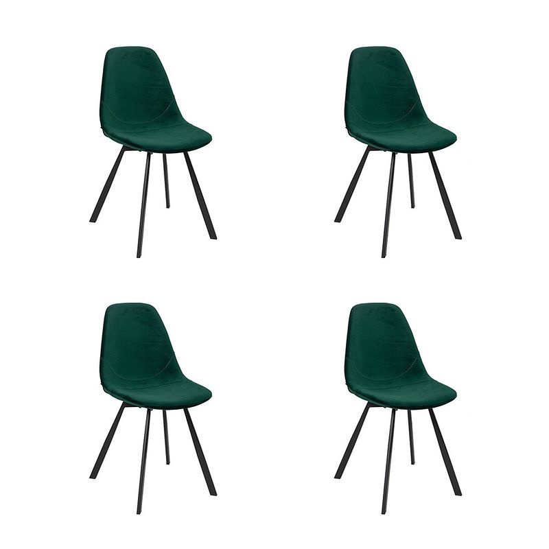 Foto van Bronx71 velvet eetkamerstoel logan groen - eetkamerstoelen set van 4.