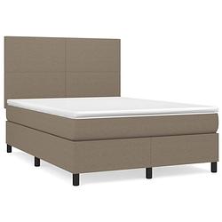 Foto van The living store boxspring bed - taupe stof - 203 x 144 x 118/128 cm - pocketvering matras - middelharde ondersteuning