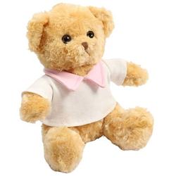 Foto van Soft touch teddybeer junior t-shirt 20 cm polyester bruin/roze