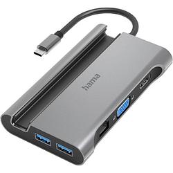 Foto van Hama 12x1,9x7 cm (bxhxt) bus-powered hdmi lan 7 poorten usb-c (usb 3.2 gen 2) multiport hub grijs