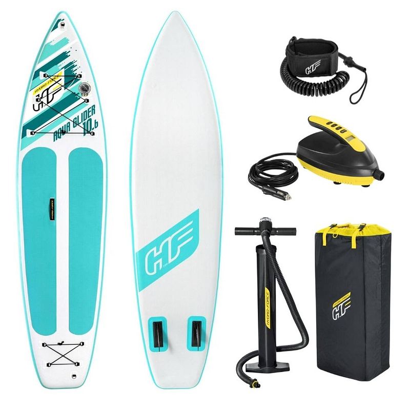 Foto van Bestway sup board - hydro force - aqua glider set en sup elektrische luchtpomp 12v