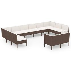 Foto van Vidaxl 12-delige loungeset met kussens poly rattan bruin