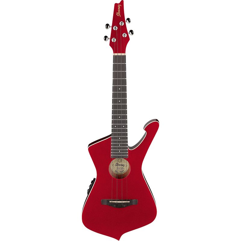 Foto van Ibanez uict10 iceman candy apple elektrisch-akoestische tenor ukelele met gigbag