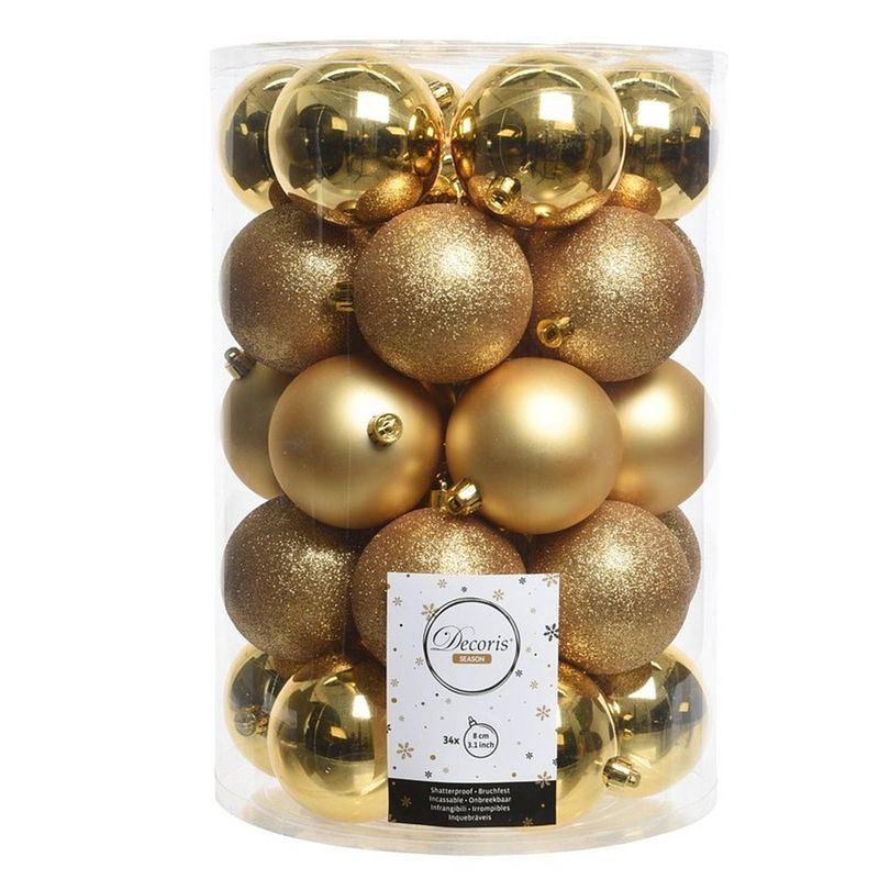 Foto van Gouden kerstboomballen set 34 stuks - kerstbal