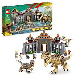 Foto van Lego jurassic world bezoekerscentrum: t. rex & raptor aanval 76961