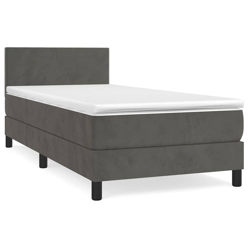 Foto van The living store boxspringbed - comfort - bed - 193 x 90 cm - donkergrijs fluweel