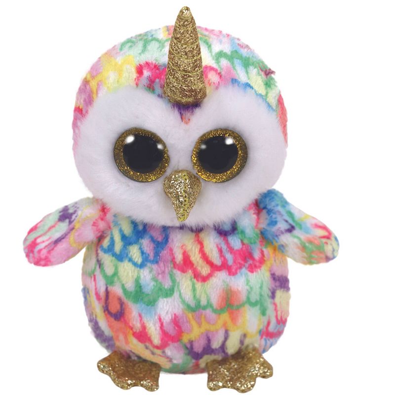 Foto van Ty beanie boo knuffel uil met hoorn - 15 cm