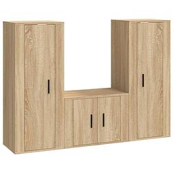 Foto van The living store tv-meubel set zonoma eiken - 2x 40x34.5x100cm - 1x 57x34.5x40cm