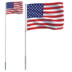 Foto van Vidaxl vlag met vlaggenmast verenigde staten 5,55 m aluminium